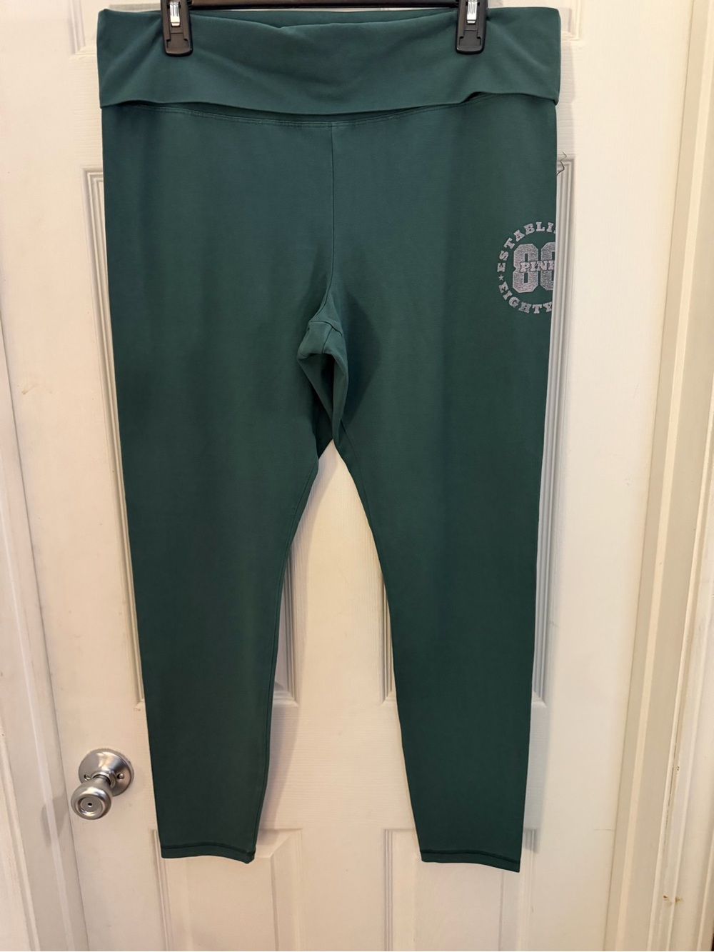 PINK Victoria's Secret Forest Green Fold-Over Leggings